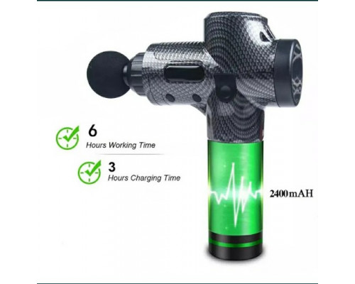 Перкусійний ударний масажер Rlaxyoo S3 Massage Gun (12 насадок) 30 режимів (Карбон)