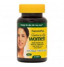 Мультивітаміни для жінок, Multi-Vitamin and Mineral, Nature's Plus, Source of Life, з цілісними харчовими концентратами, 60 таблеток