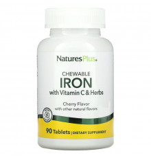 Залізо з вітаміном C та травами, Chewable Iron, Nature's Plus, вишневий смак, 90 таблеток