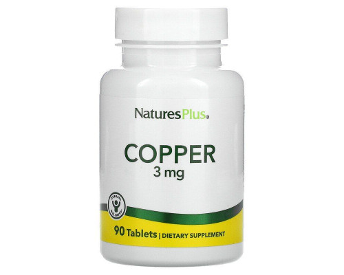 Мідь (Copper), Nature's Plus, 3 мг, 90 таблеток
