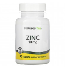 Цинк в таблетках, Zinc, Nature's Plus, 10 мг, 90 таблеток