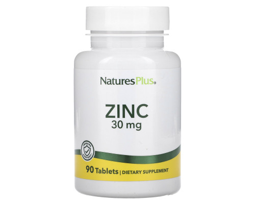 Цинк, Zinc, NaturesPlus, 30 мг, 90 таблеток
