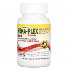 Залізо та поживні речовини для здоров'я еритроцитів, Iron with Essential Nutrients, Hema-Plex, NaturesPlus, 60 таблеток із уповільненим вивільненням
