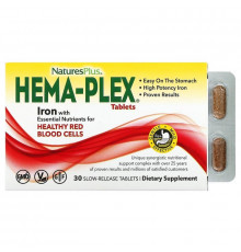 Комплекс вітамінів і мінералів, Hema-Plex, Nature's Plus, 30 таблеток з повільним вивільненням