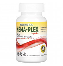 Комплекс вітамінів і мінералів, Hema-Plex, Nature's Plus, 60 швидкодіючих вегетаріанських капсул