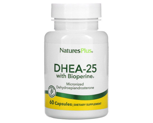 ДГЕА-25 з біоперіном, DHEA-25 With Bioperine, Nature's Plus, 60 вегетаріанських капсул