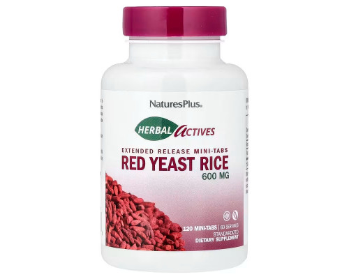 Червоний дріжджовий рис, Red Yeast Rice, Nature's Plus, Herbal Actives, 120 міні-таблеток (300 мг на таблетку)
