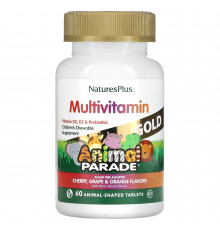 Мультивітаміни та мінерали для дітей, з різними смаками, Multi-Vitamin & Mineral, Nature's Plus, Source of Life, вишня, виноград та апельсин, 60 таблеток у формі тварин