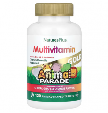 Вітаміни для дітей, Children's Chewable Multivitamin Supplement, Nature's Plus, Animal Parade, вишня, виноград та апельсин, 120 таблеток у формі тварин