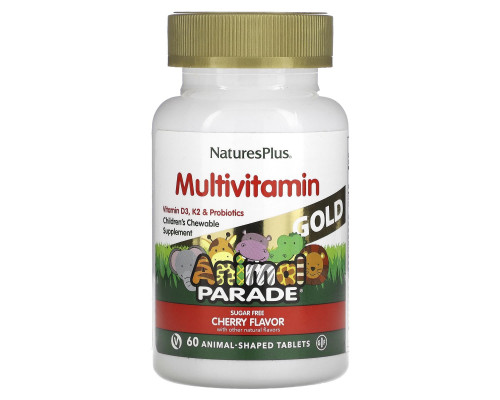 Мультивітаміни та мінерали для дітей, Multi-Vitamin & Mineral Supplement, Nature's Plus, вишневий смак, 60 таблеток у формі тварин