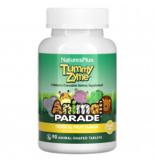 Ферменти з пробіотиками Tummy Zyme, Enzymes & Probiotics, Nature's Plus, Animal Parade, для дітей, смак тропічних фруктів, 90 таблеток у формі тварин