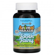 Пробіотики, Tooth Fairy Probiotic, Nature's Plus, Animal Parade, для дітей, вітамін D3 та кальцій, смак ванілі, 90 таблеток у формі тварин