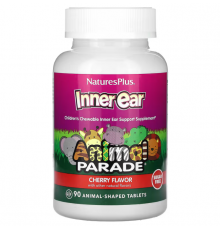Витамины для детей с вишневым вкусом, Inner Ear, Children's Chewable, Nature's Plus, Animal Parade, 90 жевательных таблеток в форме животных