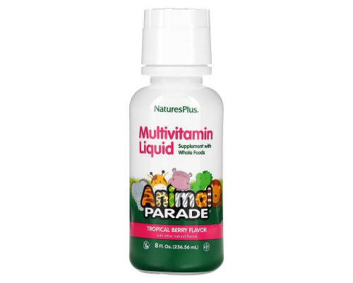Вітаміни для дітей, Children's Multi-Vitamin, Nature's Plus, Animal Parade, ягідний смак, 236.56 мл.