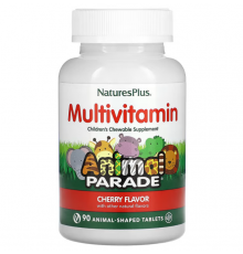 Мультивітаміни та мінерали для дітей, Multi-Vitamin & Mineral, Nature's Plus, Source of Life, вишня, 90 таблеток у формі тварин