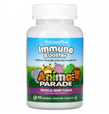 Зміцнення імунітету дітям, Kids Immune Booster, Nature's Plus, Animal Parade, тропічні ягоди, 90 жувальних таблеток у формі тварин