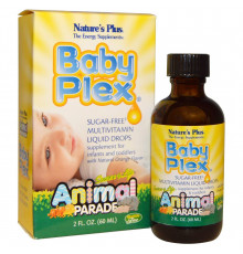 Вітаміни для немовлят, Multivitamin Drops, Nature's Plus, Animal Parade, смак апельсина, без цукру, краплі, 60 мл.