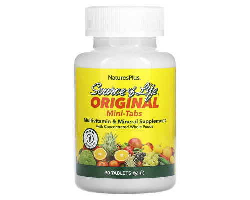 Мультивітаміни та мінерали, Multi-Vitamin & Mineral, Nature's Plus, Source of Life, 90 міні таблеток