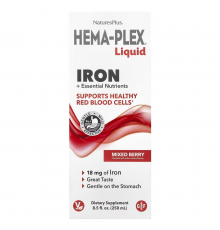 Комплекс вітамінів та мінералів із залізом, Hema-Plex® Liquid, Nature's Plus, ягідний мікс, 250 мл