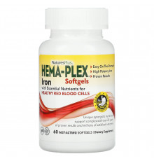 Вітамінно-мінеральний комплекс, Hema-Plex, Nature's Plus, 60 швидкодіючих гелевих капсул
