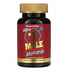 Підвищення тестостерону для чоловіків. Ultra T-Male, Testosterone Boost for Men, Nature's Plus, максимальна сила, 60 двошарових таблеток
