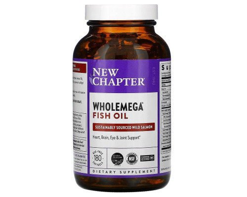 Жир аляскинского лосося, Alaskan Salmon Oil, New Chapter, 1000 мг, 180 капсул