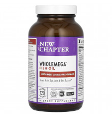 Жир аляскинського лосося, Wholemega Fish Oil, New Chapter, 120 гелевих капсул
