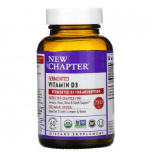 Витамин Д3, ферментированный, Fermented Vitamin D3, New Chapter, 2000 МЕ, 60 вегетарианских таблеток