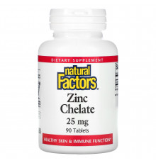 Хелатный цинк, Zinc Chelate, Natural Factors, 25 мг, 90 таблеток