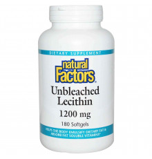 Лецитин, Unbleached Lecithin, Natural Factors, неотбеленный, 1200 мг, 180 капсул
