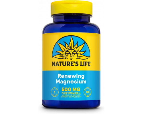Магній і вітамін В-6, Magnesium, Nature's Life, 500 мг, 100 вегетаріанських капсул