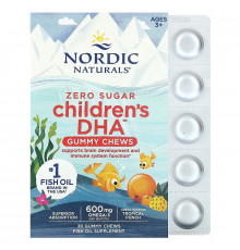 Риб'ячий жир для дітей, Children's DHA Gummies, Nordic Naturals, від 3 років, тропічний пунш, 600 мг, 30 жувальних цукерок