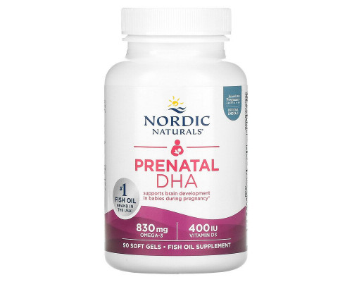 Риб'ячий жир для вагітних, Prenatal DHA, Nordic Naturals, 500 мг, 90 капсул