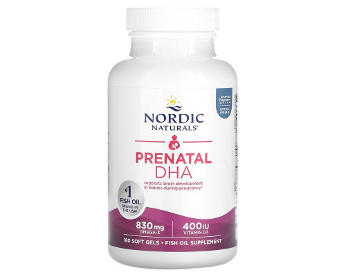 Риб'ячий жир для вагітних, Prenatal DHA, Nordic Naturals, 500 мг, 180 капсул