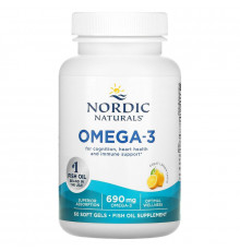 Очищений риб'ячий жир (лимон), Omega-3, Nordic Naturals, 690 мг, 60 капсул