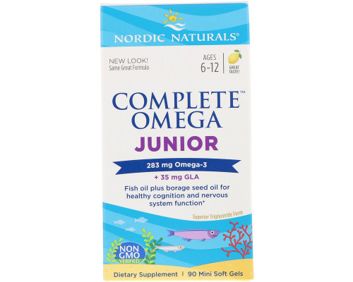 Риб'ячий жир для підлітків, Complete Omega Junior, Nordic Naturals, лимон, 283 мг, 90 капсул