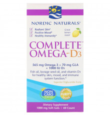 Омега 3 6 9 + D3, Complete Omega-D3, Nordic Naturals, 1000 мг, 60 капсул