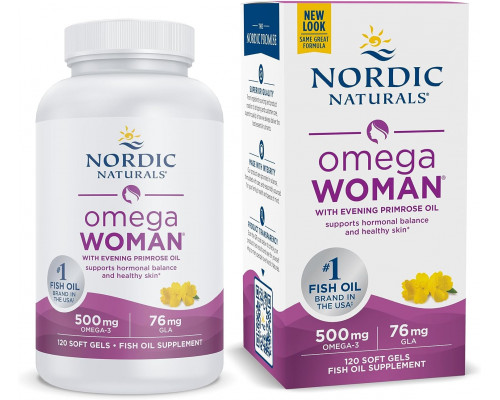 Омега-3 + вечірня примула для жінок (лимон), Omega With Evening Primrose, Nordic Naturals, 830 мг, 120 капсул
