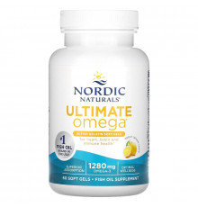 Омега-3, Ultimate Omega, Nordic Naturals, смак лимона, 640 мг, 60 гелевих капсул
