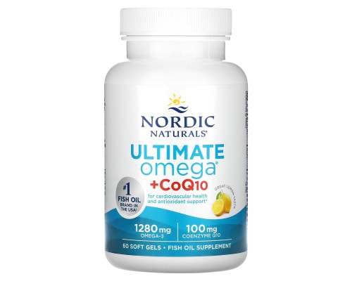 Омега-3 з коензимом Q10, Omega + CoQ10, Nordic Naturals, 640 мг, 60 капсул