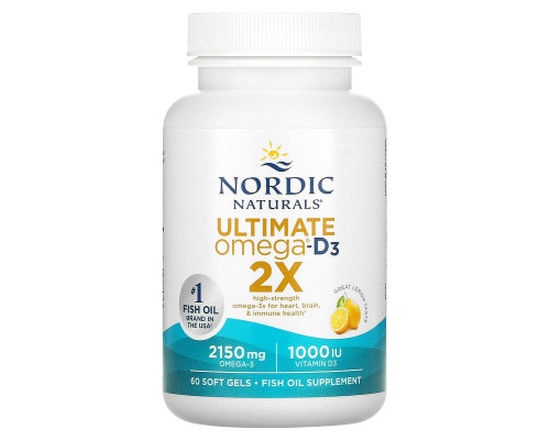 Риб'ячий жир, Ultimate Omega 2X, Nordic Naturals, лимон, 2150 мг, 60 гелевих капсул