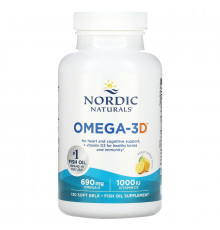 Риб'ячий жир омега-D3 (лимон), Omega-3D, Nordic Naturals, 1000 мг, 120 капсул