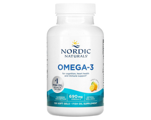 Очищений риб'ячий жир, Omega-3, Nordic Naturals, лимон, 690 мг, 180 капсул