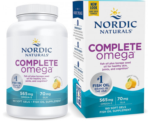 Омега 3 6 9 (лимон), Complete Omega, Nordic Naturals, 1000 мг, 180 капсул