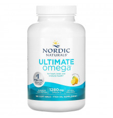 Риб'ячий жир у капсулах, Ultimate Omega, Nordic Naturals, лимонний смак, 1280 мг, 180 м'яких капсул (640 мг на капсулу)