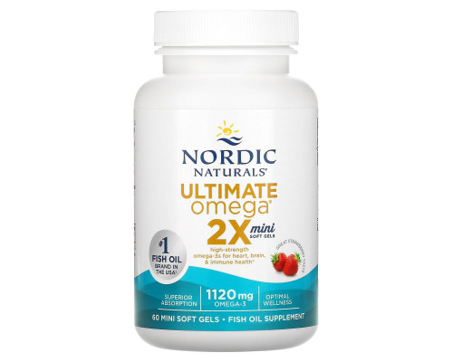 Риб'ячий жир міні (полуниця), Ultimate Omega 2X, Nordic Naturals, 1120 мг, 60 гелів