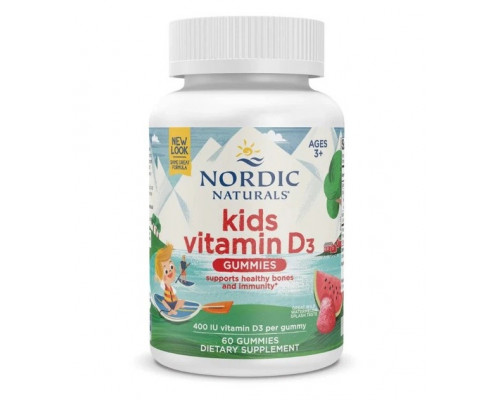 Вітамін D3 для дітей, Kids Vitamin D3, Nordic Naturals, зі смаком кавуна, 400 МО, 60 жувальних цукерок
