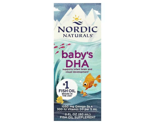 Рідкий риб'ячий жир для дітей + D3, Baby's DHA, Nordic Naturals, 60 мл