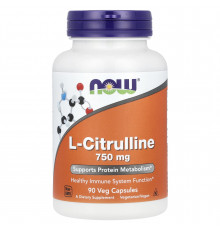 Цитрулін, L-Citrulline, Now Foods, 750 мг, 90 вегетаріанських капсул