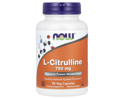 Цитрулін, L-Citrulline, Now Foods, 750 мг, 90 вегетаріанських капсул